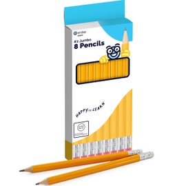 Emraw Pre Sharpened Round Primary Size No 2 Jumbo Pencils for Preschoolers, Elementary Kids - Pack of 8 Premium Fat Pencils