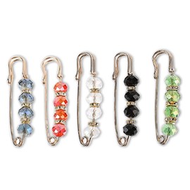 5 Pcs Fashion Pearl Brooch,Sweater Shawl Clip Double Faux Pearl Brooches Waist Pants Extender Safety Pins