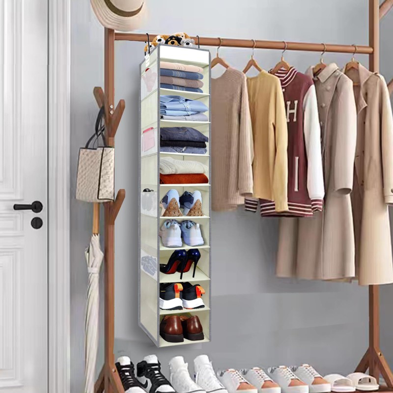 roomtalk 2 Pack Large-Sized Hanging Shoe Organizer 10-Shelf, Sturdy Hanging