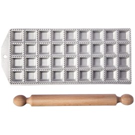 Eppicotispai 36 Holes Aluminum Square Ravioli Maker with Rolling Pin
