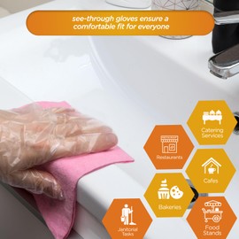 MED PRIDE Clear Food-Prep Poly Gloves [500-Pack] Multipurpose Latex-Free Disposable Gloves For Cooking, Food Handling, Meal Prep, Painting, Cleaning |Comfy, One-Size Fits All Serving Gloves