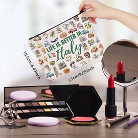 WCGXKO Italy Souvenir Makeup Bag Italy Travel Gift Italy Culture Gift Italy Trip Gift for Italy Lover (Italy Bag)