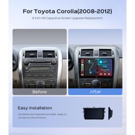 RUICAR Car Stereo Radio for Toyota Corolla 2008 2009 2010 2011 2012, 9 Inch IPS HD Touch Screen 2+64G Wireless CarPlay Android Auto, 5G WiFi Android 13 GPS FM/SWC Bluetooth 1080P Backup Camera