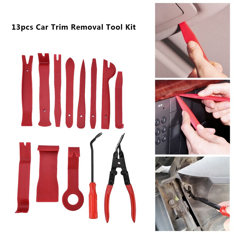 13Pcs Universal Car Door Panel Trim Dashboard Clips Pliers Fastener