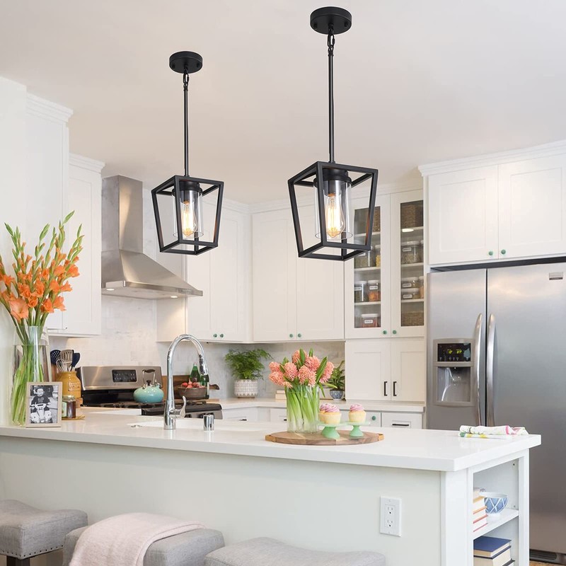SGLfarmty Black Pendant Lights Kitchen Island, 1-Light Light Fixtures, Farmhouse