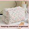 ZEPIQOR Floral Quilted Large Capacity Soft Cotton Cosmetic Bag for