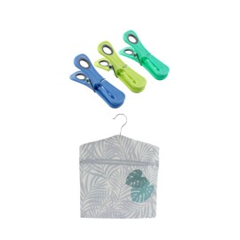 Beldray 24 Pegs & Peg Bag – Dual-Grip Recycled Plastic Clothespins with Additional Hook for Hanging Delicates, Palm Leaf Print Clothespin Bag, Hang on the Line Design, Holds up to 100 Pegs, 33 x 30 cm