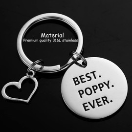 AHAETH Poppy Gifts Grandpa Key Chain From Grandchildren Granddaughter Best Poppy Birthday Ornament Presents Poppy Keychain