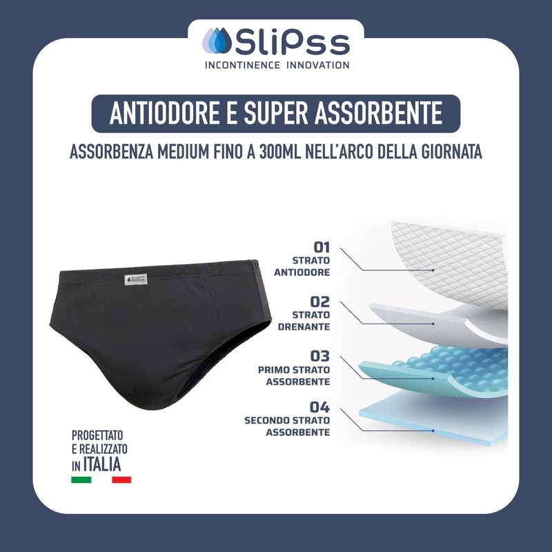 SliPss Medium - Incontinence nappies for men, discreet, washable and