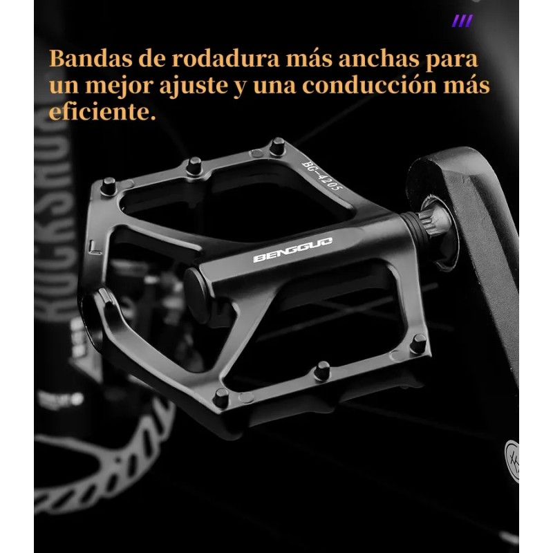 Pedal De Bicicleta Mtb Para Montaña Antideslizante Aluminio Negro