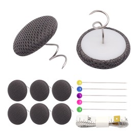 SWZHAI Bed Skirt Pins 16 Pcs, Flax Covered Button Twist Pins, Upholstery Pins Twist for Slipcovers Bedskirts Sofa Upholstery Armrest Covers +1.5M Soft Ruler+5 Marking pins (Dark Grey)