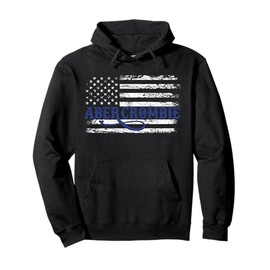 Vintage 1980s North Dakota US Flag Abercrombie USA Patriotic Pullover Hoodie, black