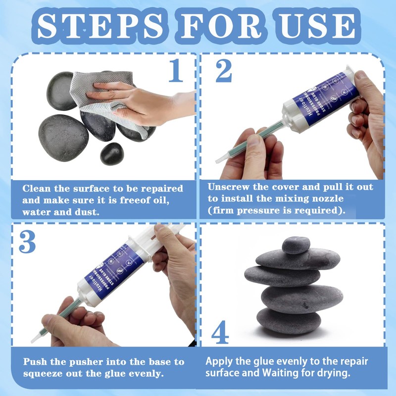 50 ml(1.69 OZ) Stone Glue,Marble Glue Instant,with Mixing Nozzle,Strong Clear