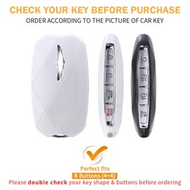 CARFIB Key Fob Cover for 2023 Genesis GV60 G90 8 Button 2024 Soft Key Shell with Keychain TPU Girly Cute Key Fob Case White Gold