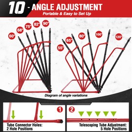 ZEALFEEL Soccer Rebounder Net, 10 Adjustable Angles 6x4FT Soccer Kickback Trainer for Passing, Ball Control & Volley Practice, Easy Setup Portable Football Training Net for Solo & Team Use