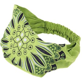 GURU SHOP Headband, Bandana, Colourful Mandala, Headwear, Men/Women, Lemon Green, Cotton, Size: One Size