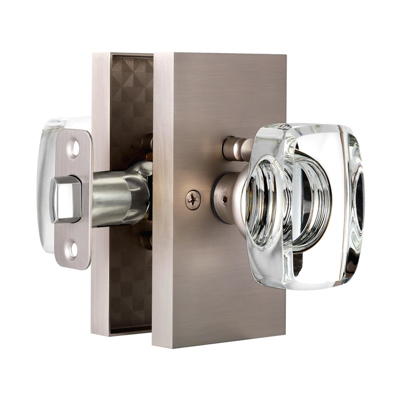 HIEMEY Glass Door Knobs Interior with Lock, Crystal Modern Privacy