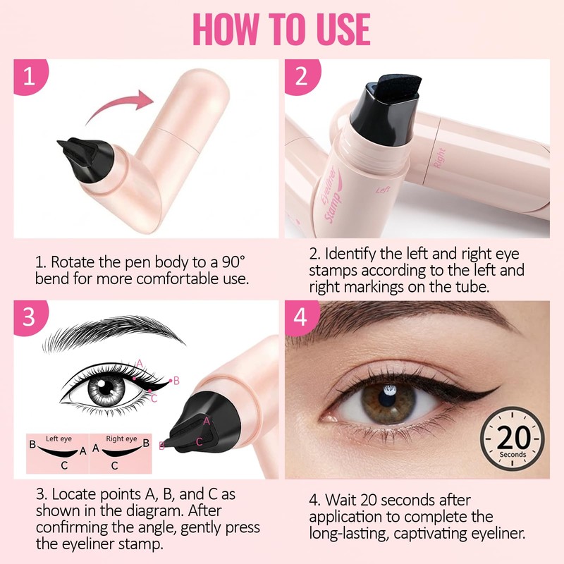 Erinde Winged Eyeliner Stamp Pen, Dual Head Rotating Eyeliner Stamp