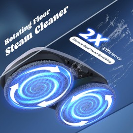 Moongiantgo Scrubbing Steam Mop for Hardwood Floors, Handheld Spin Mop with 3 Steam Modes Rotating Mop Pads, Electric Floor Scrubber Machine Detachable Steam Cleaner Mop for Grout and Tile Floors (A)