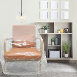 Aoblok Plastic Furniture Covers, Chair Covers for Movable Storage, Waterproof, Dustproof, Clear Movable Pockets for Armchairs or Recliners, Extra Large 165 x 107 x 86 cm (Chair)