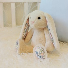 Mikee Fluffie Easter Bunny Stuffed Animals with Cotton,Safe Material Soft Washable Stuffed Bunny,Cute Plush Toy Rabbit Easter Decoration Birthday Gift for Boys and Girls, Crushed Flower,9"