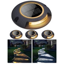 2 Colors in 1 Solar Deck Lights, FabStyl Solar Driveway Lights Dock Lights Waterproof Marker Lights for Outdoor, Stair, Lawn, Pathway, Deck, Sidewalk, Yard, Step (Single Side, 4 Pack)