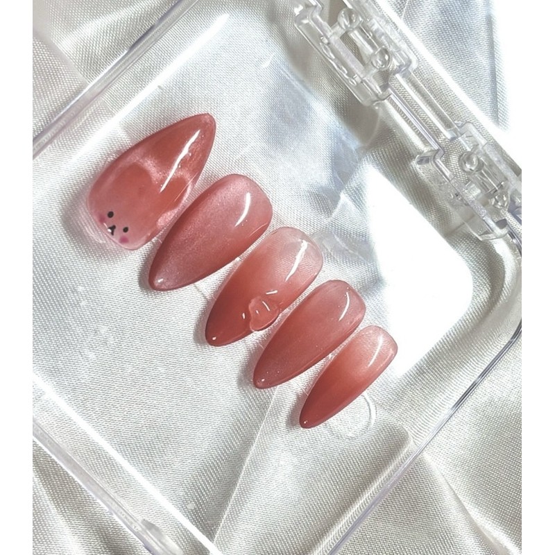 Rabbit Magnet Nail Tips - Coffin / 토끼 자석 네일팁
