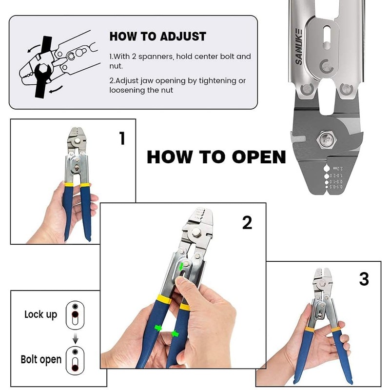 Sanuke Wire Rope Crimping Tool Kit, 100FT 1/16" Stainless Steel