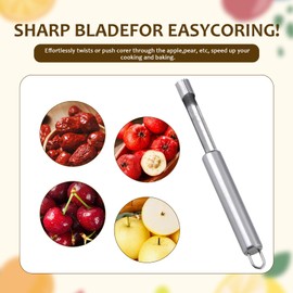 Cuisipro Apple Corer Stainless Steel Apple Corer, Easy Removal of the Core Casing, Suitable for Pears, Apples and Other Fruits, with 1 Fruit Cutter, Pack of 2