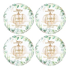 Mobiusea Creation Fall Pumpkin Greenery Wedding Thank You Lables Elegant Thank You for Celebrating with Us Stickers | 2 inch | Gold Foil | 60pcs Waterproof Favor Labels for Wedding, Bridal Shower