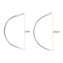 HARFINGTON 50Pcs Curved Needles 2", 2. 5" C Type Weaving Sewing Needles Wig Making Upholstery Big Eye for Carpet Leather Canvas Repairing Blocking Knitting