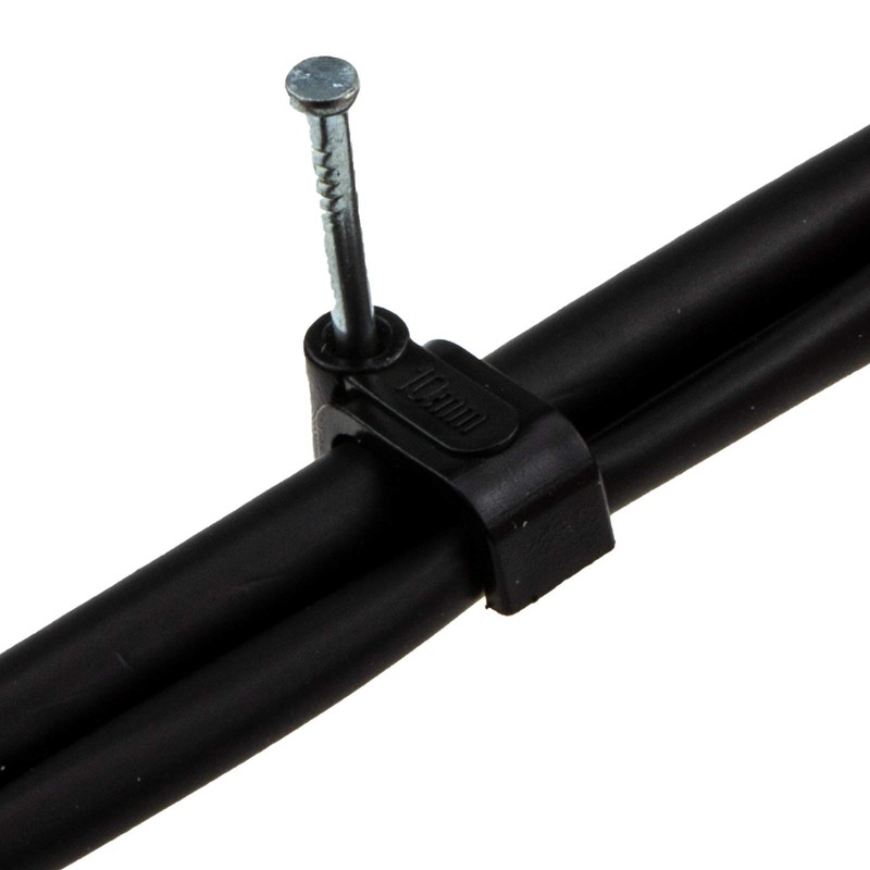 enTie FLAT Black 10mm Cable Clips for RG59 Shotgun Cable