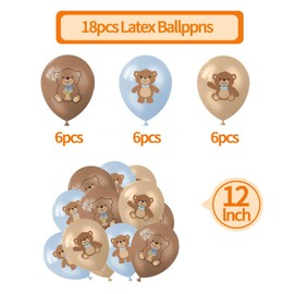POPOYU 18Pcs Teddy Bear Birthday Party Balloons,Bear Latex Balloons Bear Baby Party Decoration,Blue Kids Teddy Party Balloons Helium Balloons for Baby Shower Gender Reveal Themed Party Supplies