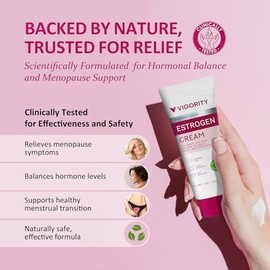 Vigority- Crema de estrgeno para mujeres, bioidntica natural, alivio de los sofocos en la menopausia, crema de estrgeno con ame silvestre, apoyo para 