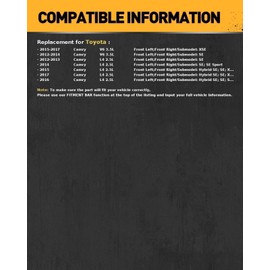 Front Struts, Complete Struts Assembly Fit for Camry 2012-2017, Shock Absorbers & Struts Suspension with Coil Springs Replace# 172992, 172993, SR4255, SR4256, 2333375L, 1333375R, 1333375L, 2333375R