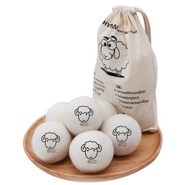 BienStylife 6-Pack Wool Dryer Balls Reusable Laundry Balls for Dryer Natural Fabric Softeners and Wrinkle Release, Organic and Eco Wool Dryer Ball for Pet Hair Removal, Dryer Sheets, Drying Ball