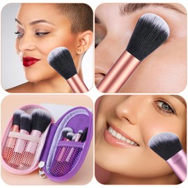 Brochas para Maquillaje, JASUVII 10 Makeup brush set+ 4 Puff, Brochas para Base, Juego de Brochas para Maquillar Ojos, Mejillas y Rostro, Set de brochas cosméticas multifunction, cepillo de maquillaje (multicolor)