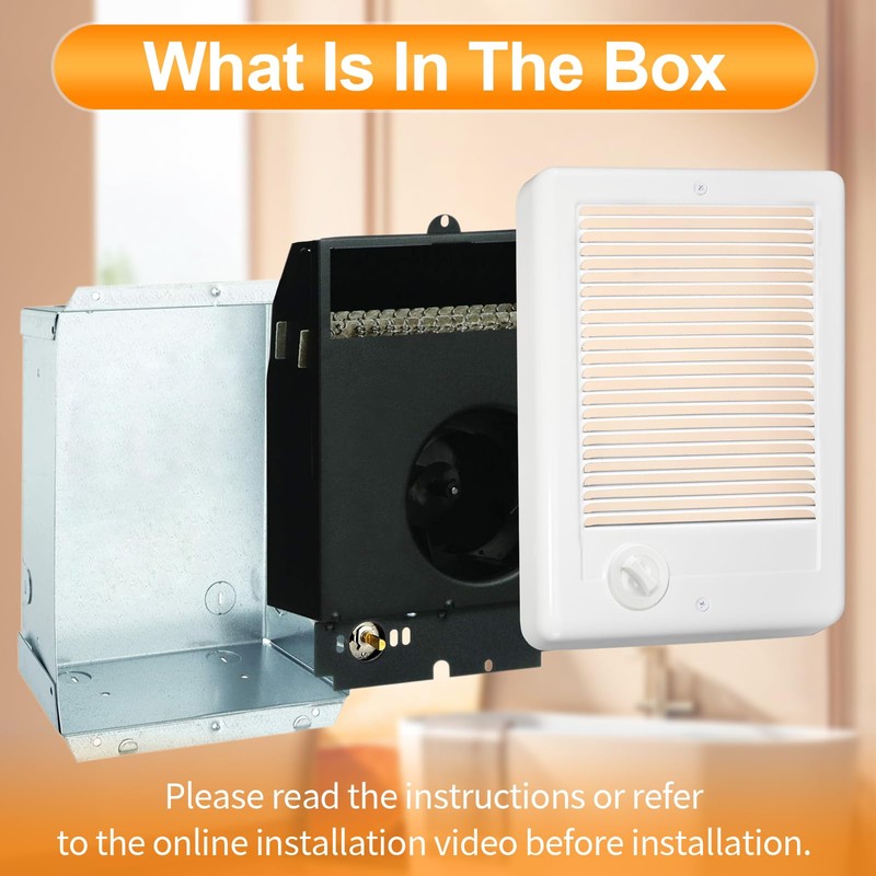 CSC151TW Electric Wall Heater Complete Unit With Thermostat, 120 Volt