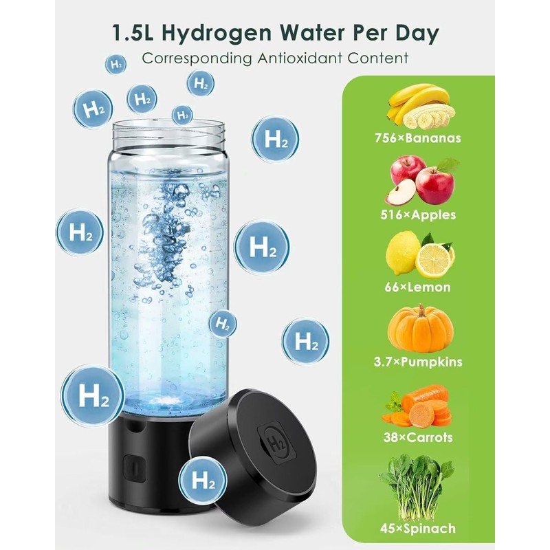 Hydrogen Water Bottle, Hydrogen Water Bottle Generator, Upgraded SPE/PEM Tech,