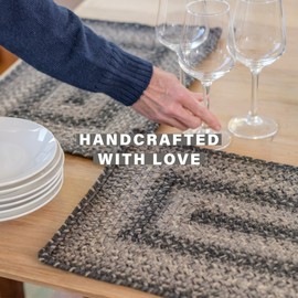 Homespice Flint Hill Braided Oval Table Runner, Warm Primitive Decor, Grey 11x36 - Jute Dining Table Accessories - Rich Colors, Easy to Clean, Durable and Protects Furniture