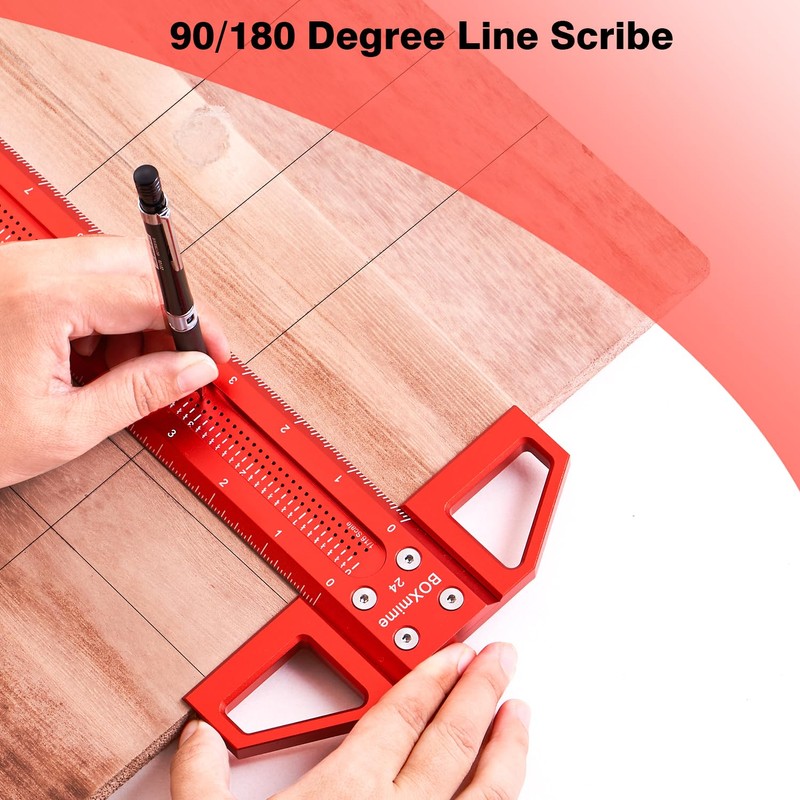 BOXmime Precision Marking Woodworking Rule,24 Inch T Square Ruler, 1/16''Scale