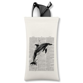 BAYOGITA Vintage Whale Decor Glasses Case Gifts - Ocean Animal Beach Soft Eyeglass Sunglasses Case, Vintage Whale Eyeglass Pouch, Ocean Animal Beach Decor Glasses Pouch Gifts, 7x3.5 Inches