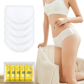 Cielasis 5 Pack Women's Disposable 100% Cotton Underwear Ladies Briefs Panties for for Travel Hospital Hotel Spa Stays Emergencies White