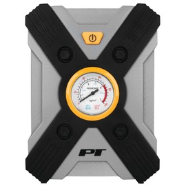 Performance Tool Vortex E00002 12V Rapid Tire Inflator w/LED Light Lever-Locking Air Chuck, Long Power Cord, Three Nozzles, Gray