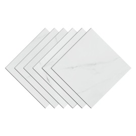 Wallercity White Marble Peel and Stick Vinyl Floor Tiles 6-Pack 12x12 Inches Self Adhesive Waterproof Flooring Planks for Bathroom Kitchen Bedrooms Stick on Floor Tiles Laminate Sheets Vinyl Flooring