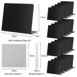 Mini Pizarra de 20pcs Set Fácil Escribir Pantalla de Borrado Letreros de Pizarra Negra con Bolígrafo para Salón de Uñas de Boda, Mini Letreros de Pizarra