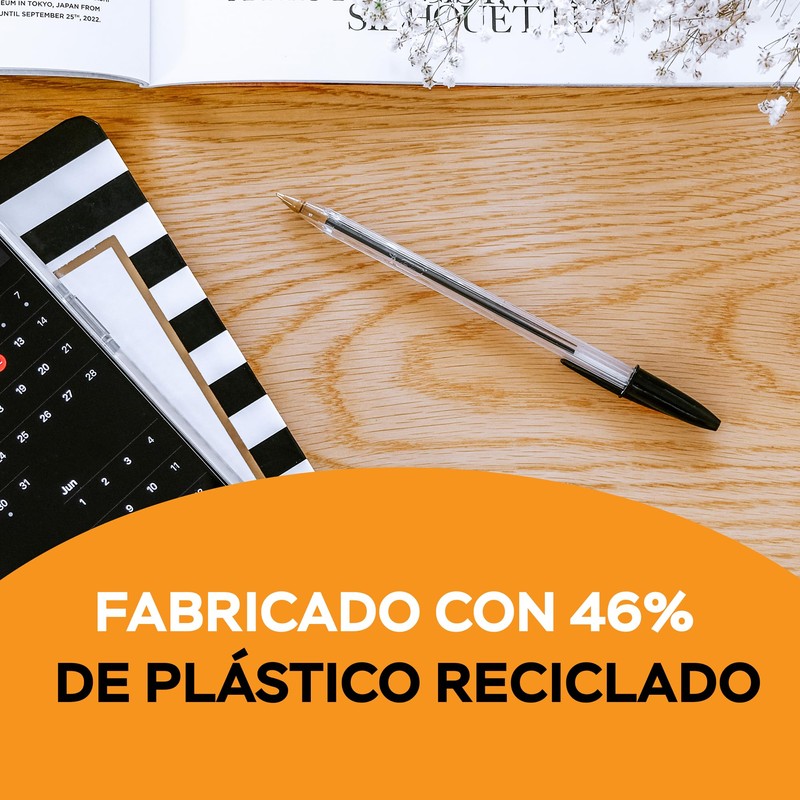 BIC Bolígrafo Cristal Punto Mediano 1.0 mm Cuerpo Hexagonal Tapa