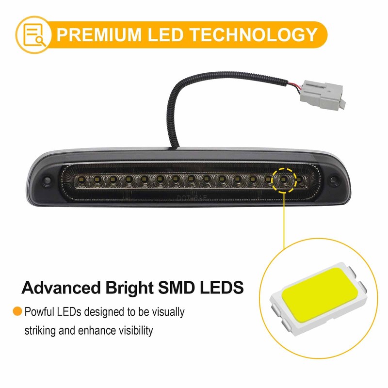 R&F Auto Led Strobe Third Brake Light Replacement for 1999-2016