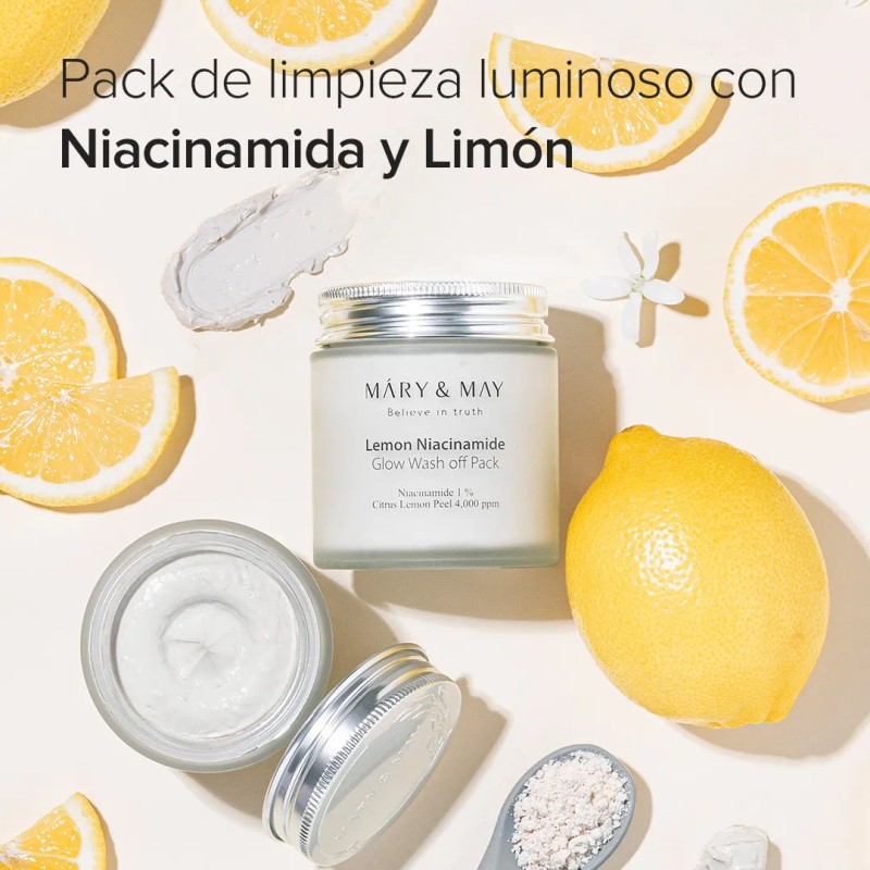 Mary&may Lemon Niacinamide Glow Wash Off Pack 125g Todo Tipo