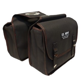 Army Bag ■ US ARMY Side Bag (Army Saddlebag) Black/Red Stitching ARMY(BK)